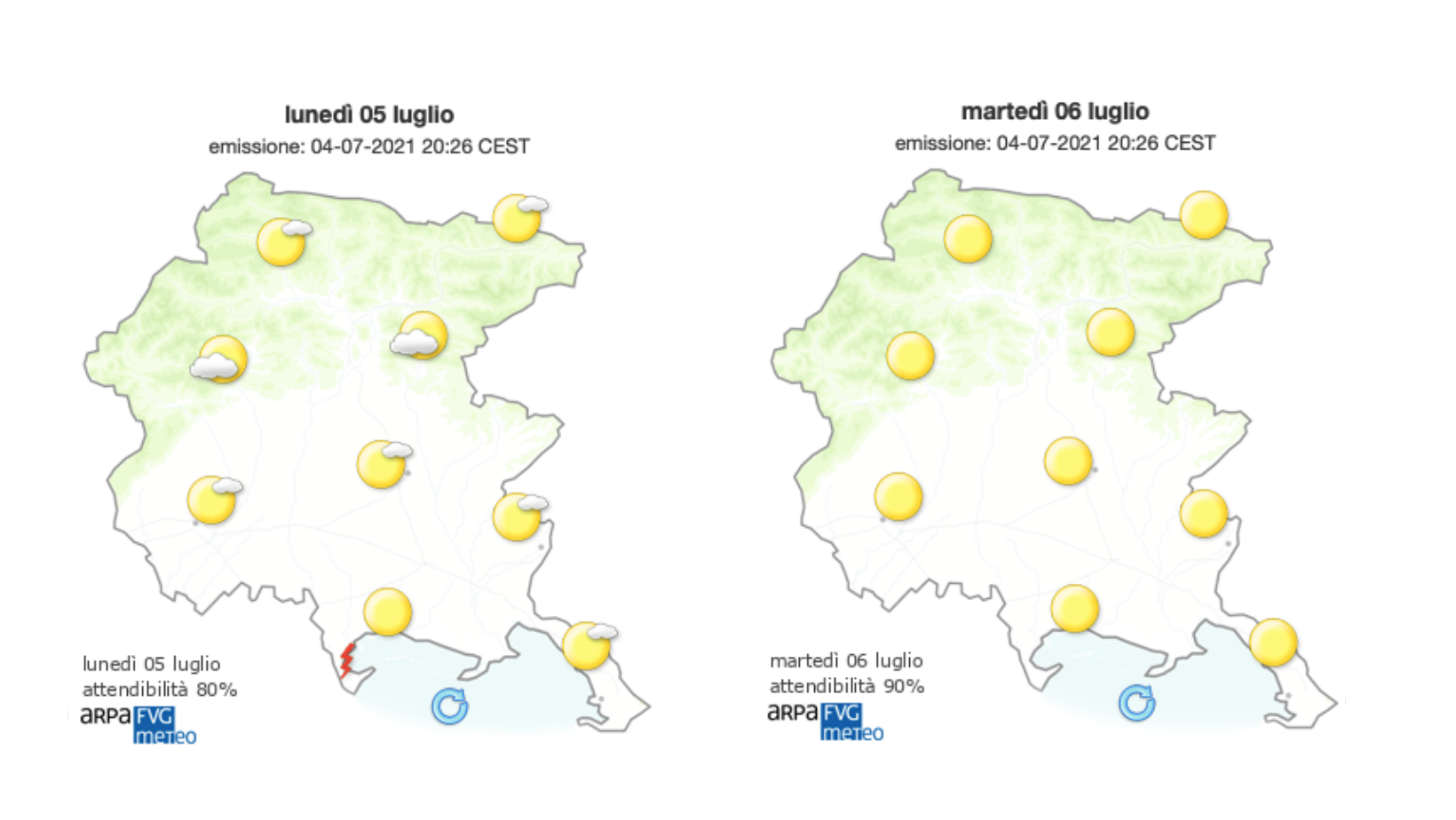 Immagine per Ritorna il sole sul Goriziano, atteso un nuovo caldo afoso